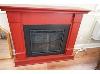 GORGEOUS PAINTED RED WOOD FRAME ELECTRIC FIREPLACE