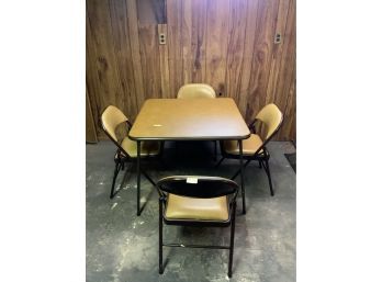 VINTAGE FOLDING TABLE WITH MATCHING CHAIRS