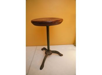 SMALL ANTIQUE STOOL WITH METAL FRAME