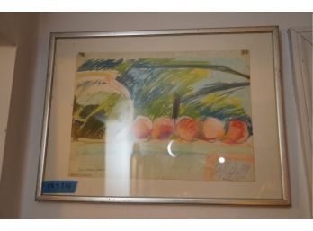 BEAUTIFUL CRAYON SKETCH OF FRUITS SIGNED BY C NORMAN AND DATED 62