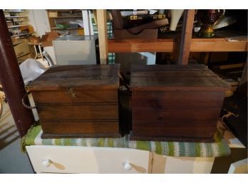 BEAUTIFUL PAIR OF WOOD BOXES STORAGE WITH ROPE HANDLES