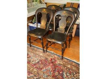 LOT OF 4 ANTIQUE STYLE WOOD CHAIRS WITH FLOWER DESIGN