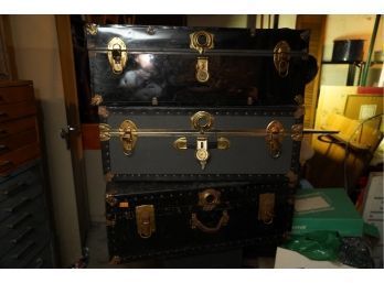 LOT OF 3 WOOD TRUNK STORAGE