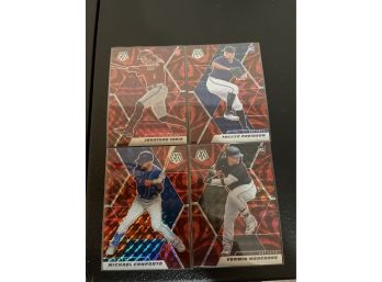 2021 Mosaic Baseball Red Parallel 4 Card Lot - India(RC), Davidson(RC), Mercedes(RC) & Conforto