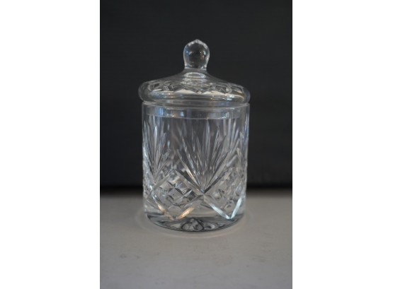 GORGEOUS CRYSTAL JAR WITH LID WITH PLANT ENGRAVING