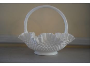 GORGEOUS MILK GLASS BASKET WITH HANDLE
