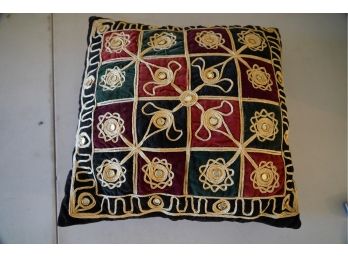 GORGEOUS COUCH PILLOW WITH HAND MADE FLOWER ENGRAVINGS