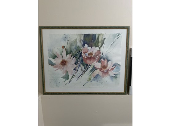LITHOGRAPH OF FLOWERS SIGNED, 36.5X28 INCHES