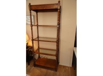 GORGEOUS SOLID WOOD 4 TIER SHELVING CABINET WITH GLASS SHELVES