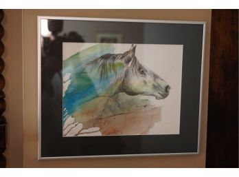 WATERCOLOR PAINTING OF A HORSE SIGNED 15X12.5 INCHES