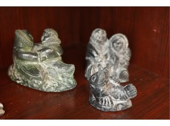 LOT OF 3 SMALL STONE FIGURINES 3IN HIGH