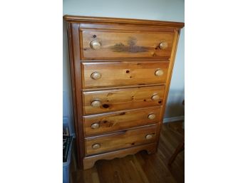SOLID WOOD 5 DRAWERS TALL BOY