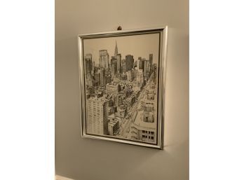 BLACK AND WHITE PRINT OF NYC, SIGNED 16.5X20.5 INCHES