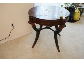 GORGEOUS ANTIQUE STYLE WOOD SIDE TABLE WITH 1 DRAWER (READ INFO)