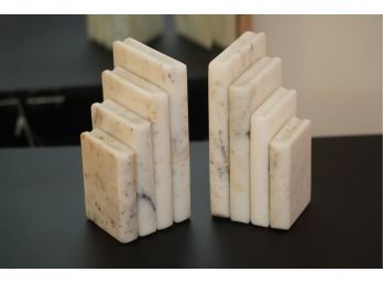 GORGEOUS VINTAGE MARBLE BOOKENDS, 5.5IN HIGH