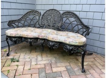 GORGEOUS CAST IRON BENCH WITH CUSHION