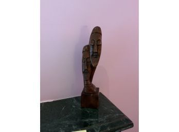 GORGEOUS 2 FACE WOOD FIGURINE (READ INFO) 13IN HIGH