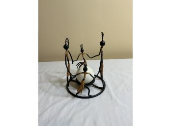 TRIBAL STYLE CANDLE HOLDER WITH CANDLE