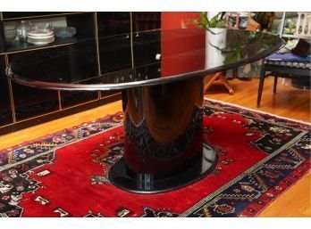 RETRO STYLE OVAL BLACK LACQUERED TABLE