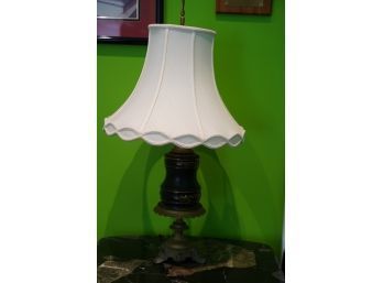 GORGEOUS ANTIQUE STYLE WOOD LAMP, 35IN HIGH