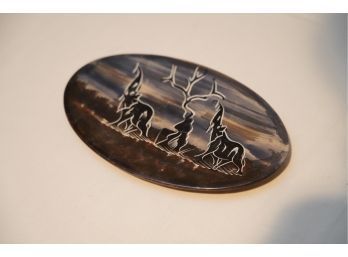 SMALL STONE PLATE WITH ANIMAL ENGRAVINGS