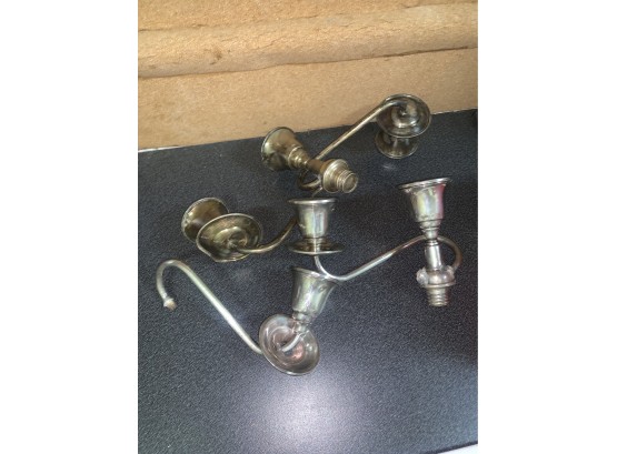 Sterling Candle Stick Holders (bent)