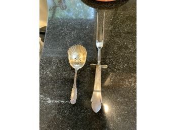 STERLING SILVER SPOON WITH FORK (STERLING HANDLE)