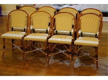 GORGEOUS SET OF 8 VINTAGE BAMBOO STYLE WITH WICKER CHAIRS MADE IN ITALY, CHECK PHOTOS