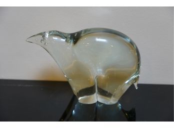 SALVIETI L. ROSIN SIGNED POLAR BEAR GLASS FIGURINE,  5.5IN HIGH