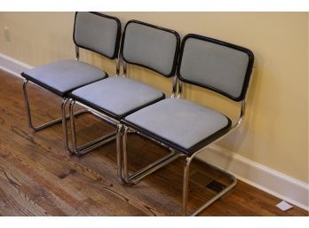 PAIR OF 3 VINTAGE GRAY AND BLACK COLOR CHAIRS