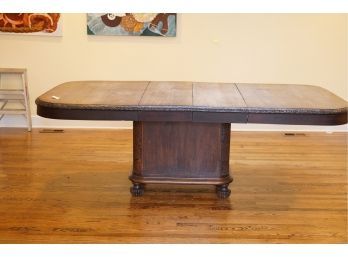 GORGEOUS ANTIQUE STYLE WOOD TABLE WITH FLOWER ENGRAVINGS