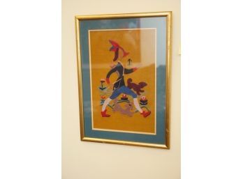 GORGEOUS VINTAGE NEEDLEPOINT OF A WOMEN WALKING WITH DOGS