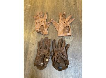 LOT OF 2 PAIR OF LEATHER WOMENS GLOVES, SIZE 8.5/9