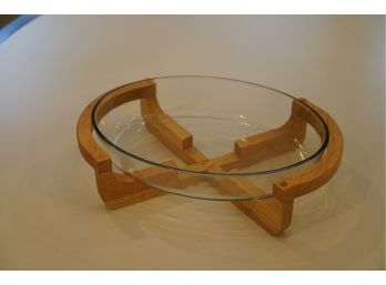 MARINEX MADE IN BRASS BOWL ON A WOOD HOLDER