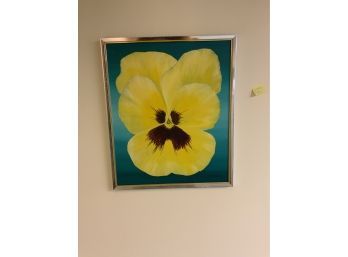 Chrome Framed Painting Of Flower
