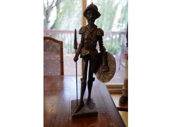 ANTIQUE METAL STATUE OF A SOLDIER, 24IN HIGH
