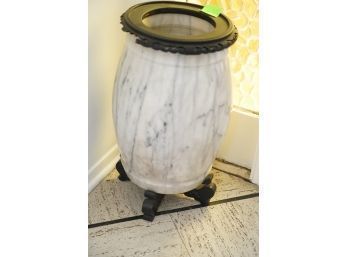 GORGEOUS SOLID MARBLE STONE HOLLOW UMBRELLA HOLDER  ON WOOD STAND