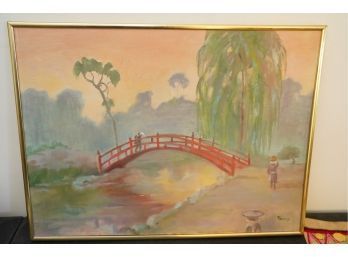 ASIAN THEME OIL ON CANVAS PAINTING SIGNED BY TERRY