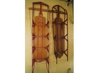 LOT OF 2 VINTAGE SNOW SLEDS