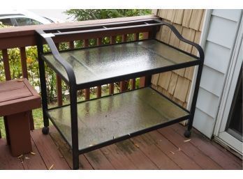 GREAT CONDITION OUTDOOR 2 TIER BAR CART ON WHEELS