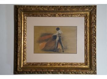 FRAMED PRINT OF A 'THE MATADOR' SIGNED IN A GOLD GILDED FRAME
