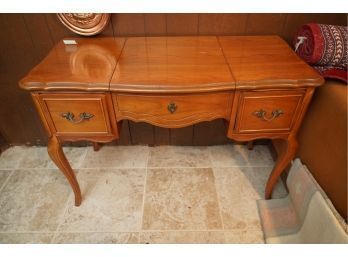ANTIQUE WOOD MAKEUP VANITY WITH 2 DRAWERS