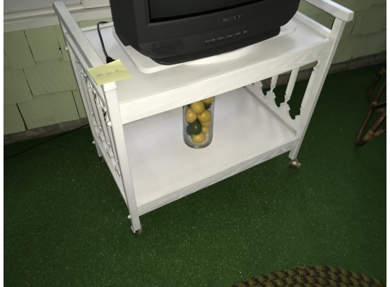 Ups Cycled Painted White TV Cart