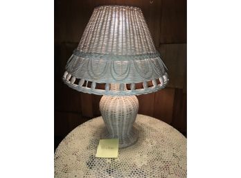 White Wicker Small Lamp, Working Condition