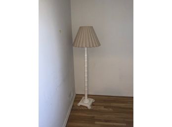 TALL WHITE WOOD FLOOR LAMP WITH SHADE