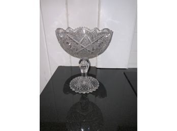 BEAUTIFUL CUT GLASS FOOTED CANDY BOWL