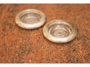 PAIR OF STERLING SILVER COASTERS WITH GLASS CENTER