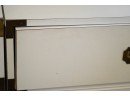 WHITE WOODEN DRESSER WITH THREE PULL OUT DRAWERS