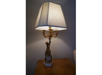 CHERUB CANDELABRA LAMP WITH MARBLE BASE