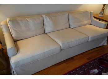 LONG WHITE CUSHIONED COUCH-GREAT CONDITION!